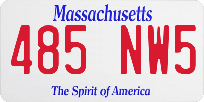 MA license plate 485NW5