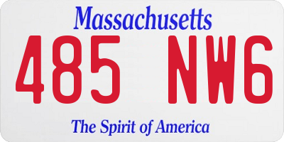 MA license plate 485NW6