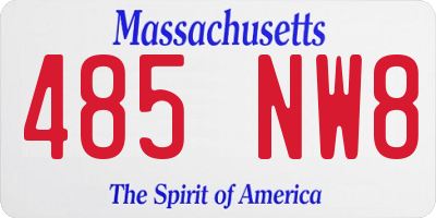 MA license plate 485NW8