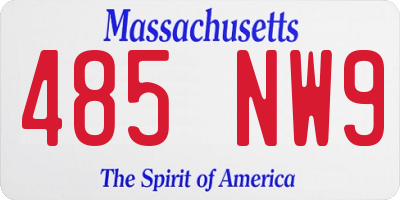 MA license plate 485NW9