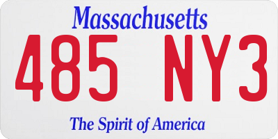 MA license plate 485NY3