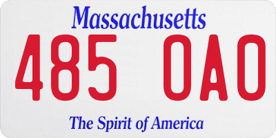 MA license plate 485OA0