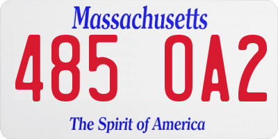 MA license plate 485OA2
