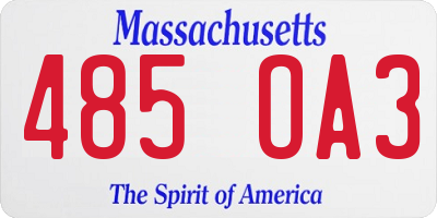 MA license plate 485OA3