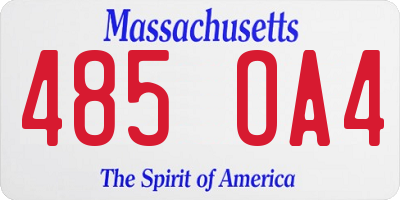 MA license plate 485OA4