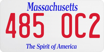 MA license plate 485OC2