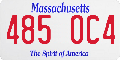 MA license plate 485OC4