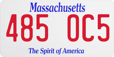 MA license plate 485OC5