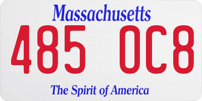 MA license plate 485OC8