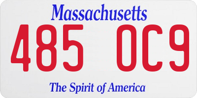 MA license plate 485OC9