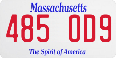 MA license plate 485OD9