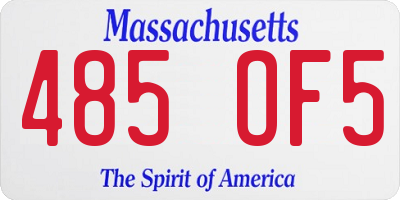 MA license plate 485OF5