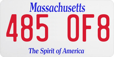MA license plate 485OF8