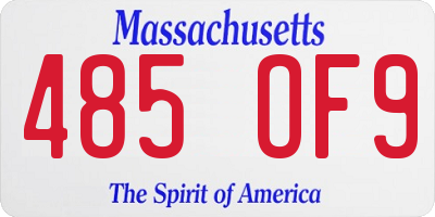MA license plate 485OF9