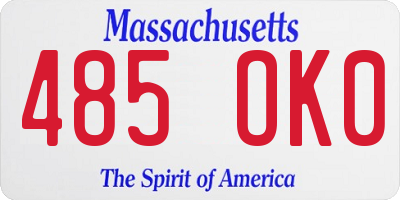 MA license plate 485OK0