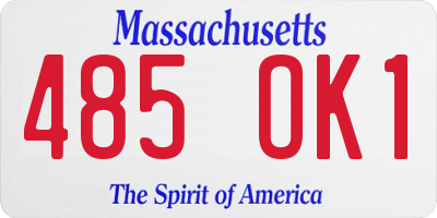 MA license plate 485OK1