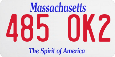 MA license plate 485OK2