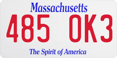 MA license plate 485OK3