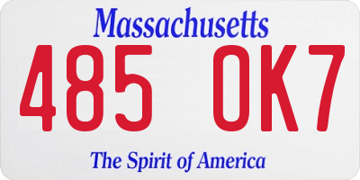 MA license plate 485OK7