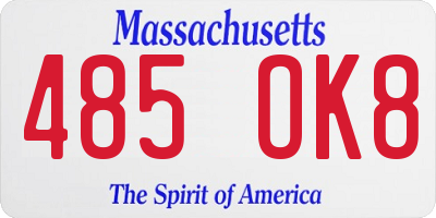 MA license plate 485OK8