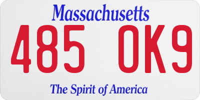 MA license plate 485OK9