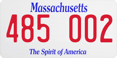 MA license plate 485OO2
