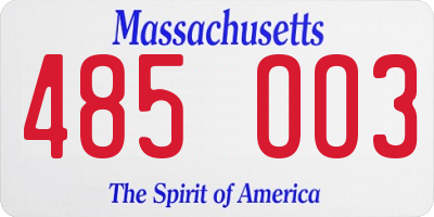MA license plate 485OO3