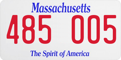 MA license plate 485OO5