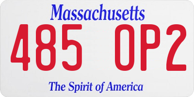 MA license plate 485OP2