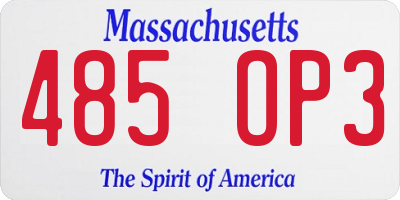 MA license plate 485OP3