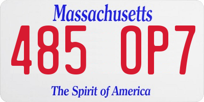 MA license plate 485OP7