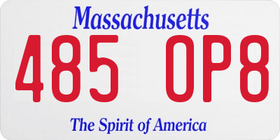 MA license plate 485OP8