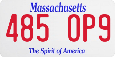 MA license plate 485OP9