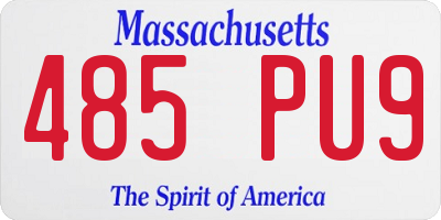 MA license plate 485PU9