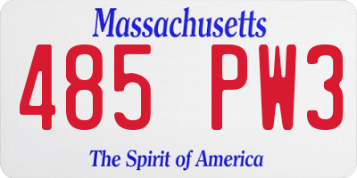 MA license plate 485PW3