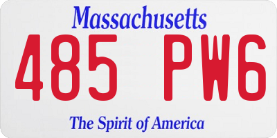 MA license plate 485PW6