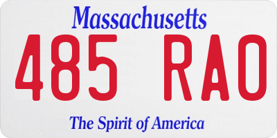MA license plate 485RA0