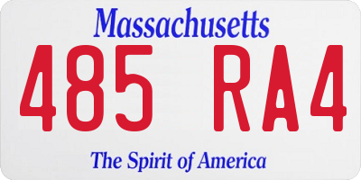 MA license plate 485RA4