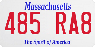 MA license plate 485RA8