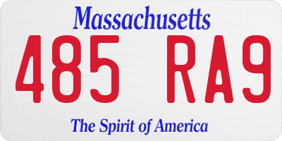MA license plate 485RA9