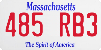 MA license plate 485RB3
