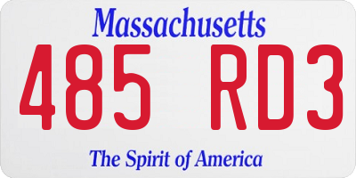 MA license plate 485RD3