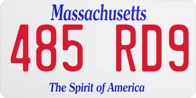 MA license plate 485RD9