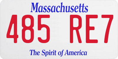 MA license plate 485RE7