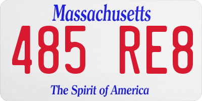 MA license plate 485RE8