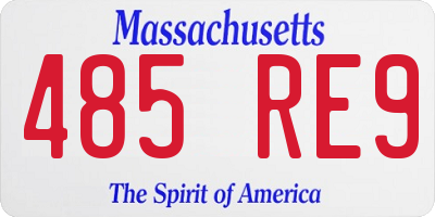 MA license plate 485RE9