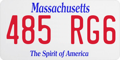 MA license plate 485RG6