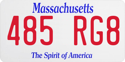 MA license plate 485RG8
