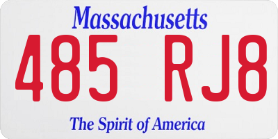 MA license plate 485RJ8