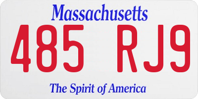 MA license plate 485RJ9